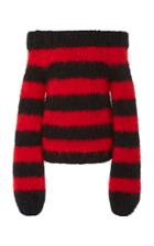 Michael Kors Collection Off-the-shoulder Striped Mohair Sweater