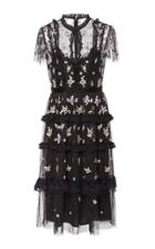 Needle & Thread Monochrome Ditsy Embroidered Tulle Mini Dress