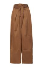 Sally Lapointe Belted Duchess Satin Wide-leg Pants