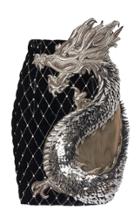 Balmain Dragon Embroidered Quilted Velvet Skirt