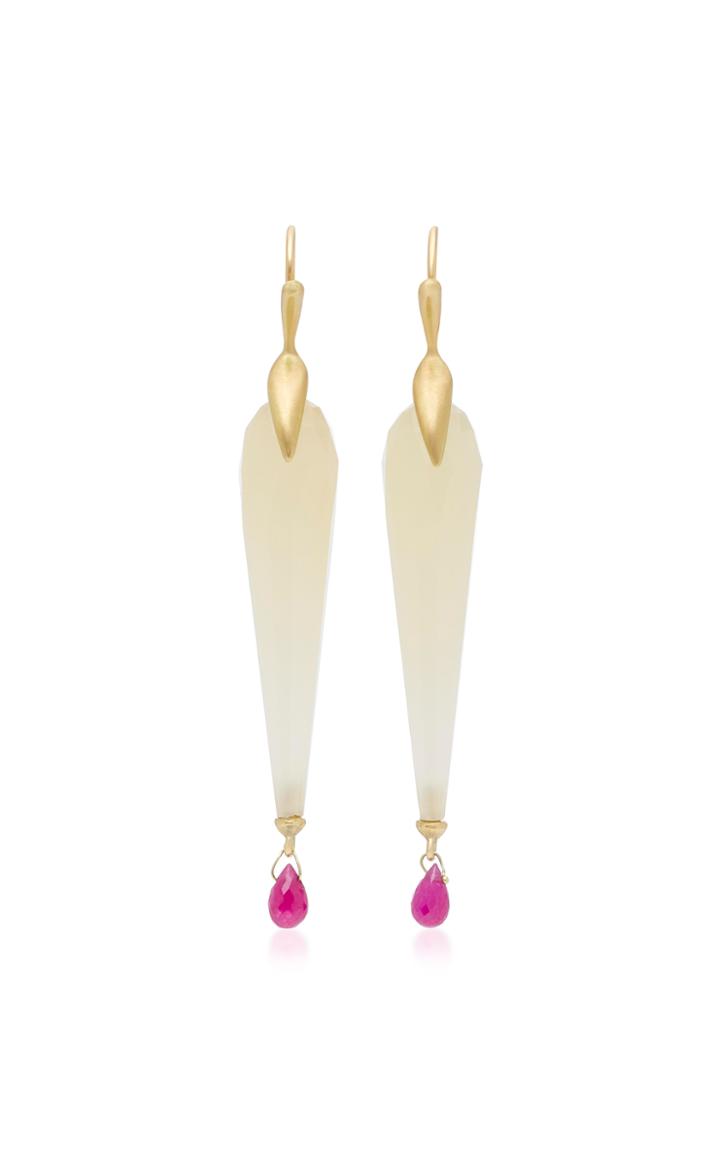 Annette Ferdinandsen 18k Gold Opal And Ruby Earrings