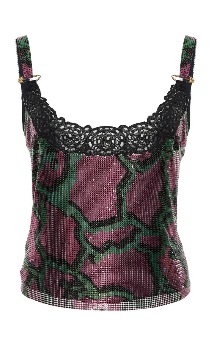 Versace Printed Sequin Crop Top