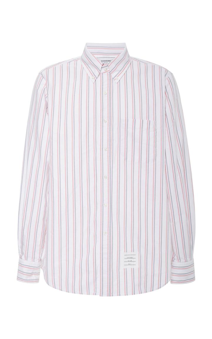 Thom Browne University Striped Herringbone Cotton Shirt