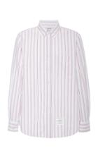 Thom Browne University Striped Herringbone Cotton Shirt