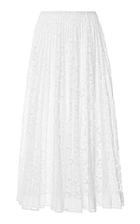 Valentino Sheer Pleated Lace Maxi Skirt