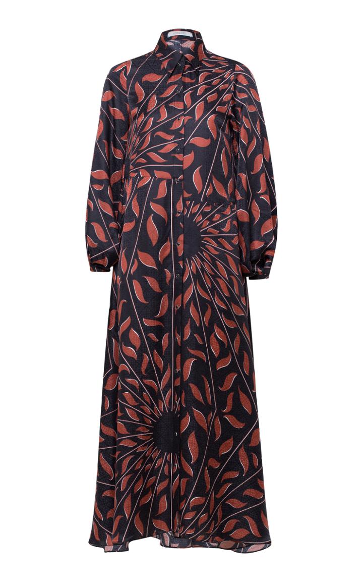 Dorothee Schumacher Graphic Ray Silk Midi Dress