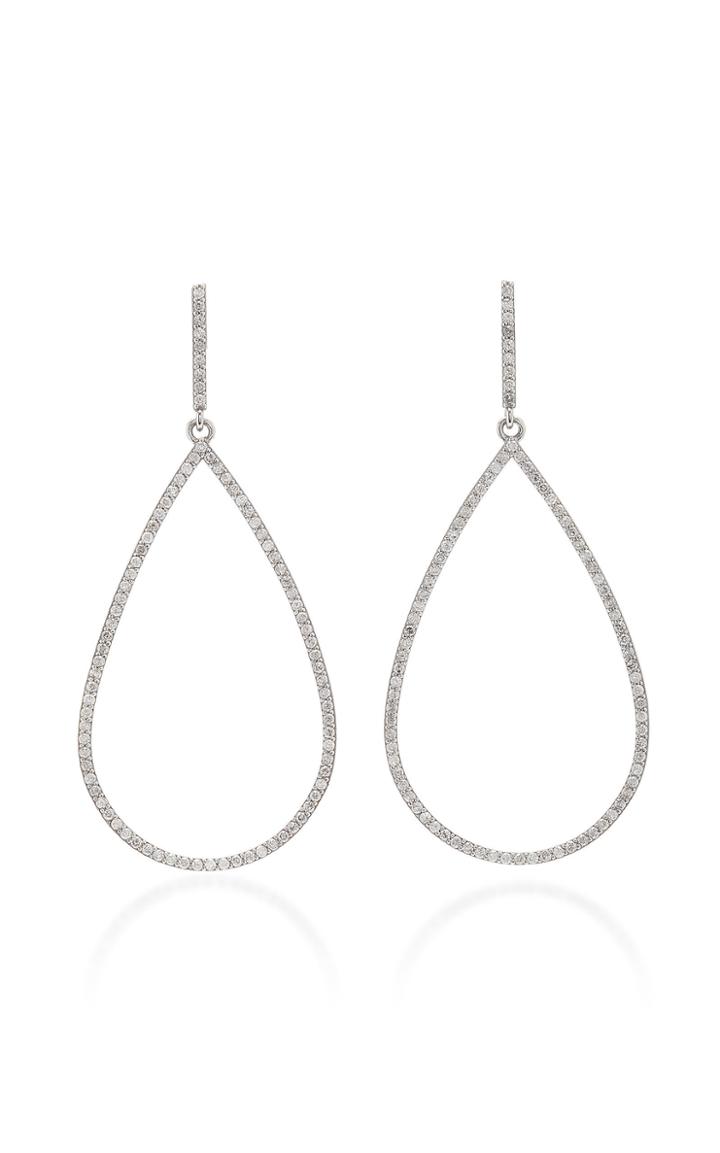 Sheryl Lowe Sterling Silver Diamond Teardrop Earrings