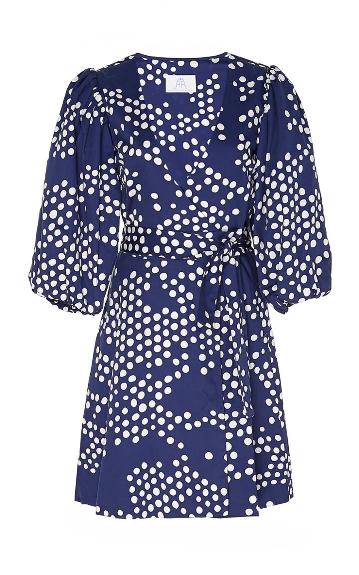 Rebecca De Ravenel Thank You Very Much Wrap-effect Printed Cotton Dress