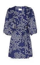 Rebecca De Ravenel Thank You Very Much Wrap-effect Printed Cotton Dress