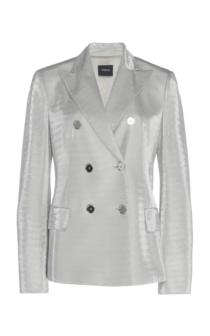 Moda Operandi Akris Gloriana Metallic Double-breasted Blazer Size: 2