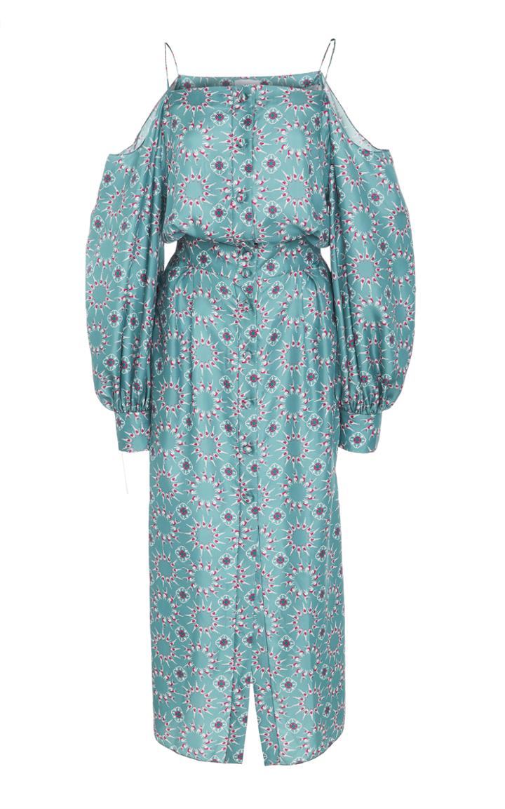 Lake Studio Cold Shoulder Swimmer Print Dress