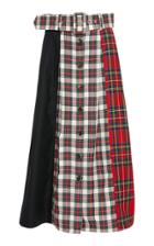 Isa Arfen Patchwork-effect Plaid And Tartan Midi Skirt