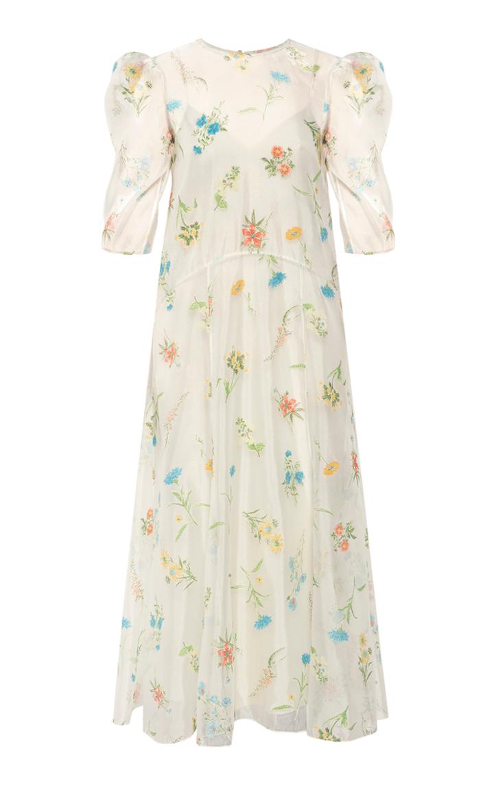 Moda Operandi Anna October Annas Floral-print Organza-overlay Midi Dress Size: Xs