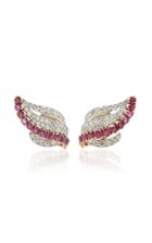 Moda Operandi Stephen Russell One Of A Kind 18k Gold Platinum Ruby & Diamond Earring