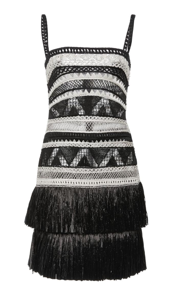 Naeem Khan Lattice Fringed Dress