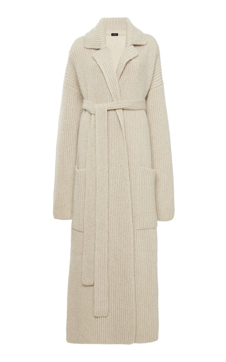 Joseph Oversized Belted Ribbed-knit Wool-blend Coat