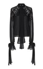 Costarellos Bow Neck Mesh Blouse