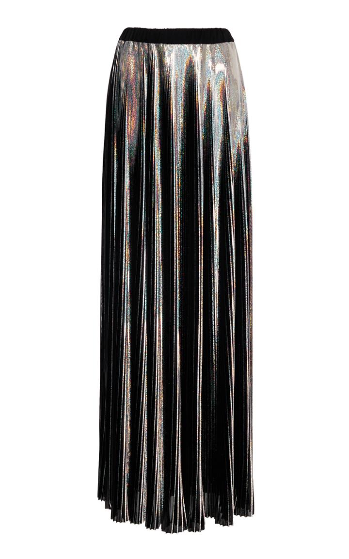 Balmain Pleated Hologram Maxi Skirt