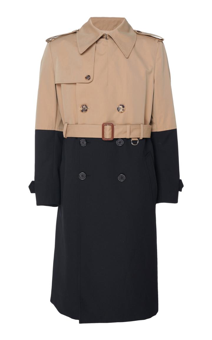 Alexander Mcqueen Colorblocked Cotton-gabardine Trench Coat