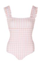 Moda Operandi Ephemera Lycra Rose Gingham Ruffle One Piece Size: 36