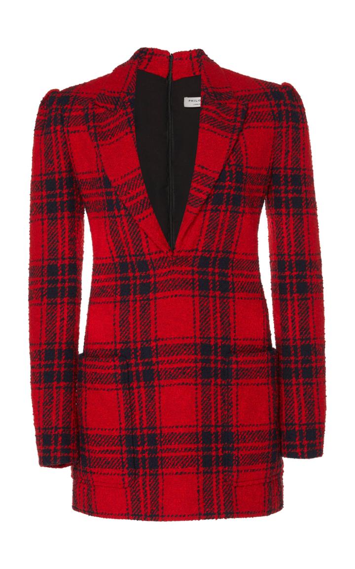 Philosophy Di Lorenzo Serafini Plaid Tweed Tuxedo Mini Dress