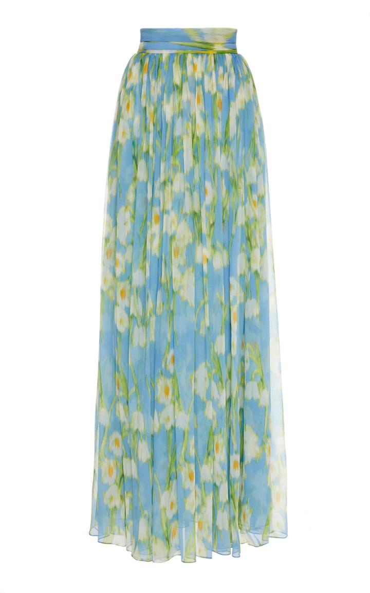Carolina Herrera Floral Silk Maxi Skirt