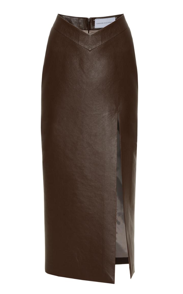 Aleksandre Akhalkatsishvili Slit Faux Leather Midi Pencil Skirt