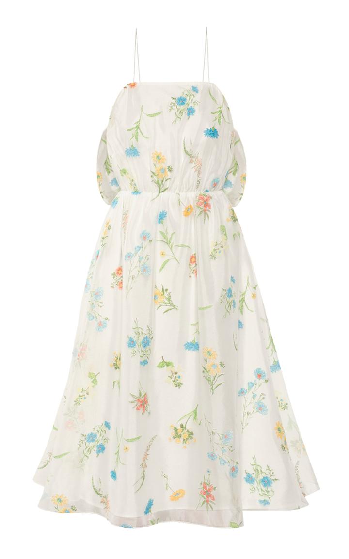 Moda Operandi Anna October Normandy Floral-print Organza Open-back Dress Size: S