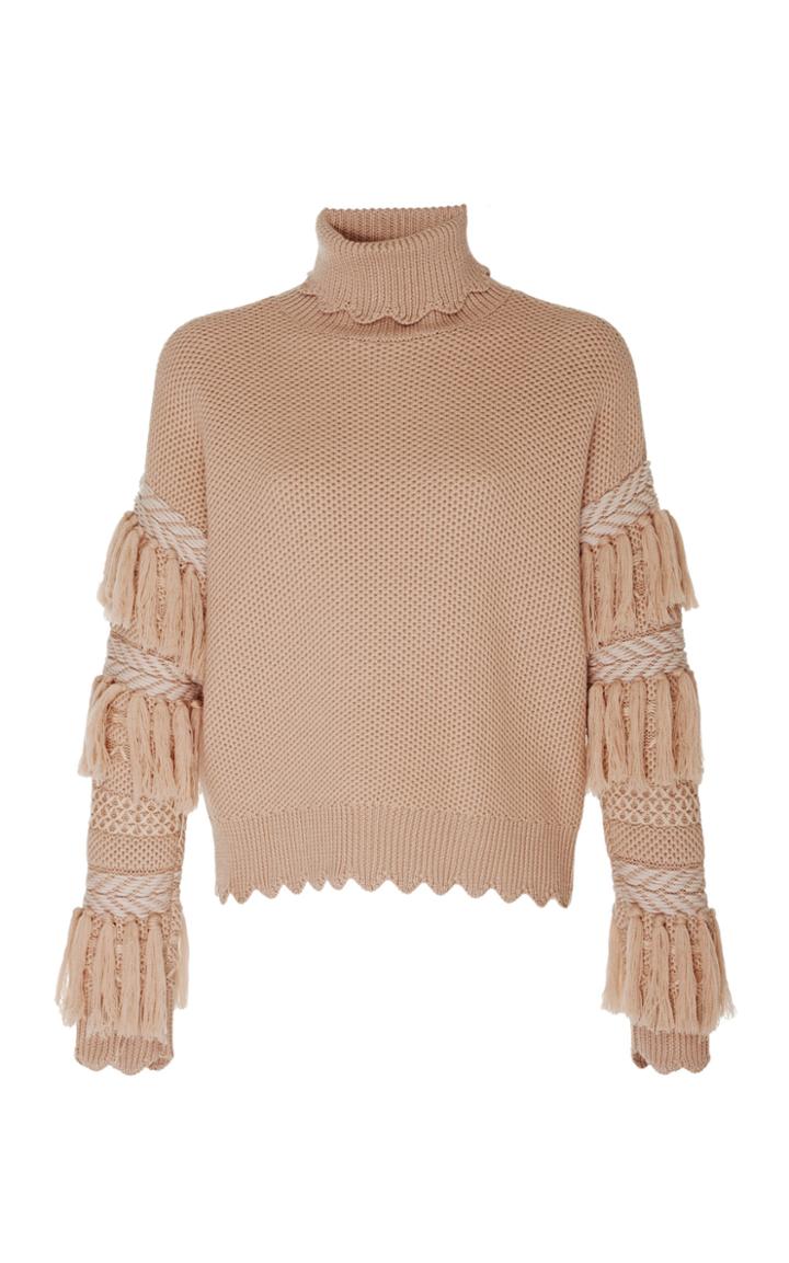 Jonathan Simkhai Wool Tassel Knit Turtleneck