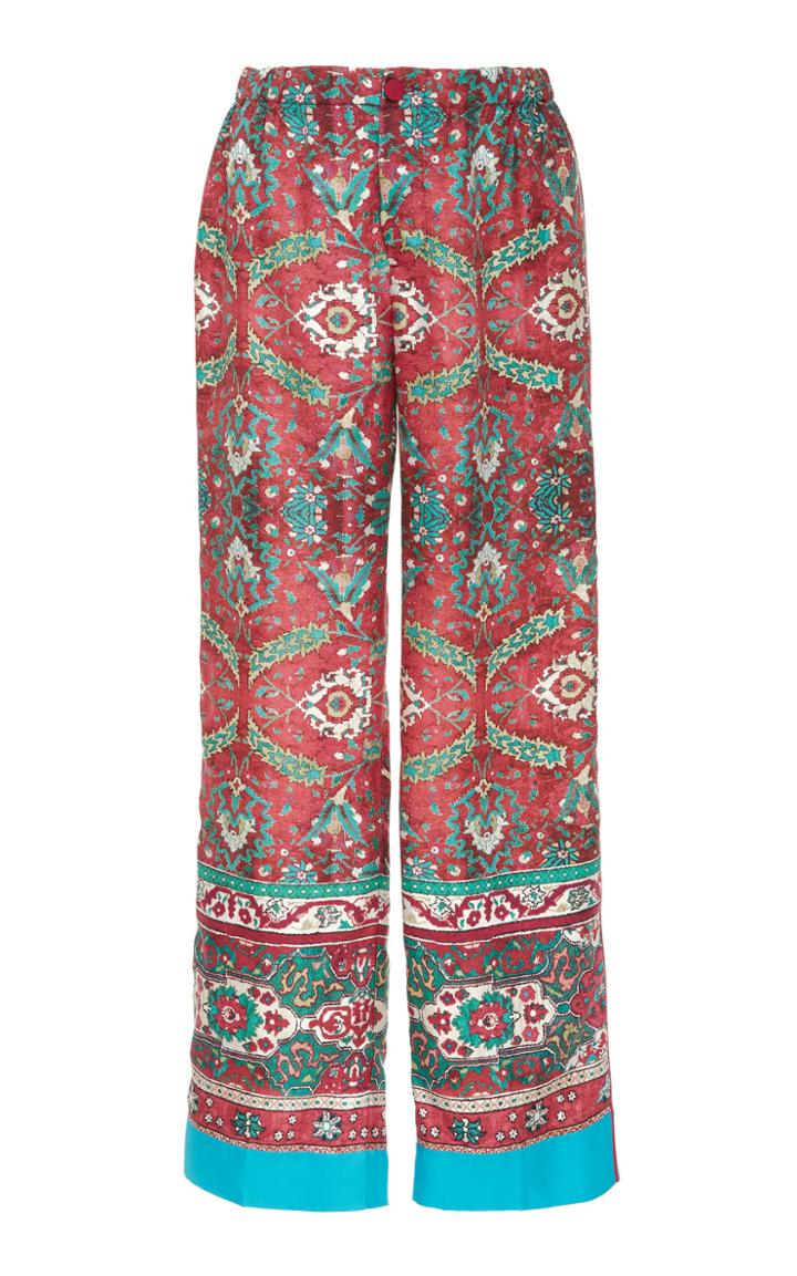 Cabana Printed Wide Leg Silk Trousers