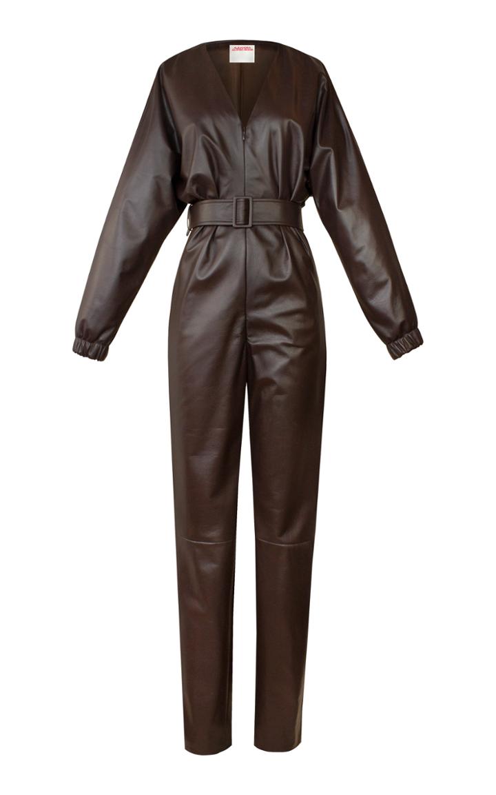 Moda Operandi Alejandra Alonso Rojas Belted Leather Jumpsuit
