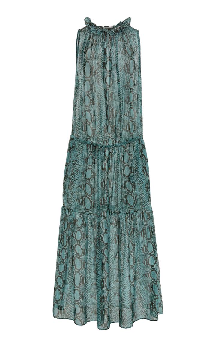 Stella Mccartney Snake-effect Tiered Maxi Dress