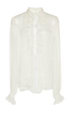Alberta Ferretti Chiffon Ruffle Front Blouse