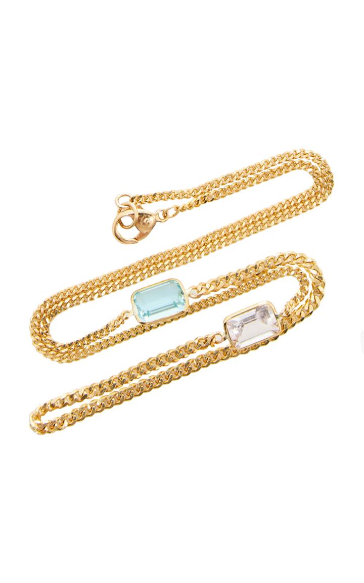 Objet-a 18k Gold Aquamarine And Morganite Necklace