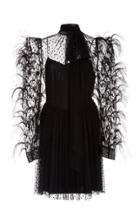 Adam Lippes Mockneck Mini Feather Dress
