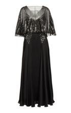 Paco Rabanne Sequin-embellished Cape-effect Satin Maxi Dress