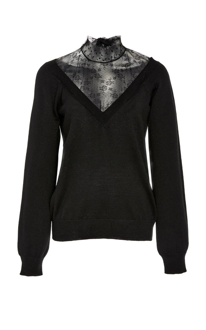 Red Valentino Lace-trimmed Wool Sweater Size: Xs