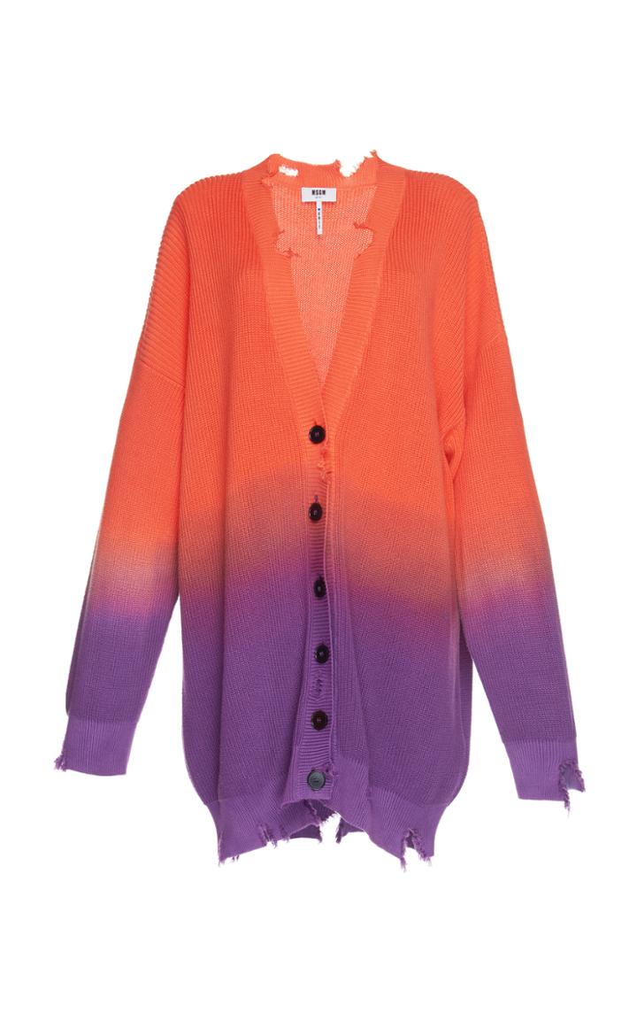 Msgm Distressed Knit Cardigan