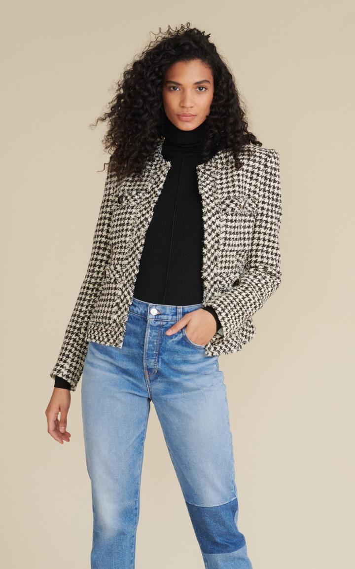 Moda Operandi Veronica Beard Shanti Cropped Tweed Herringbone Jacket