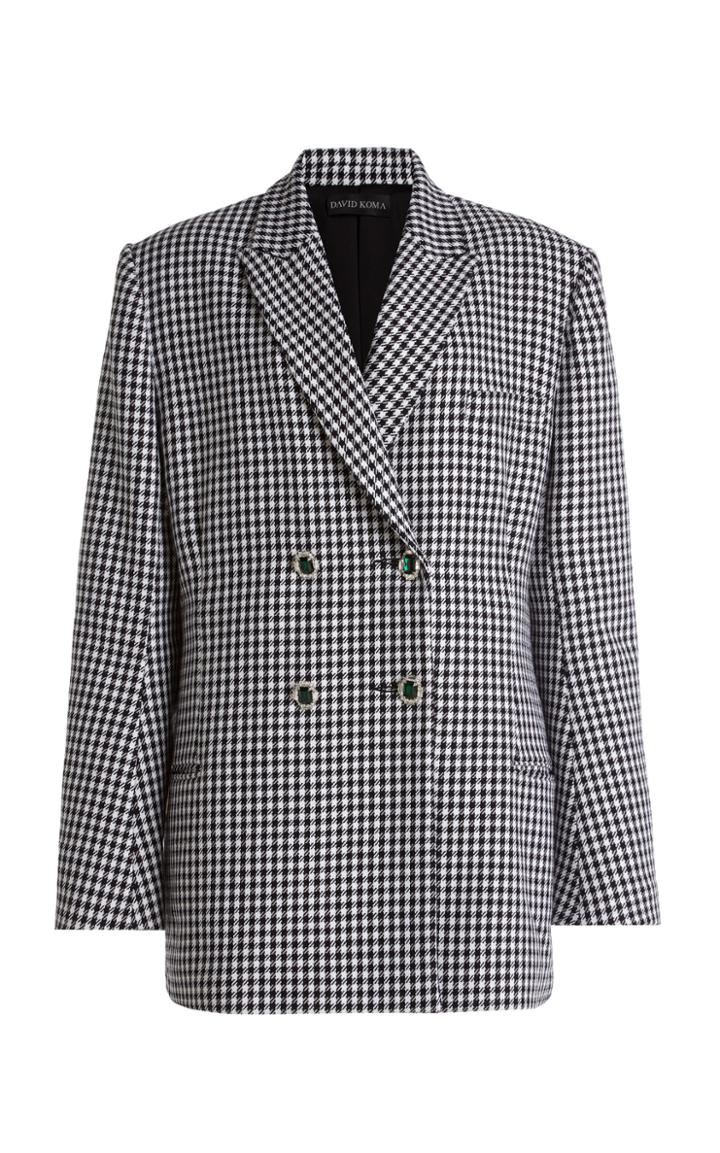 Moda Operandi David Koma Oversized Houndstooth Tweed Blazer
