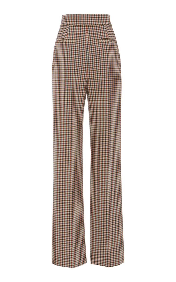 Tory Burch Plaid Crepe Wide-leg Pants