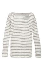 Atm Striped Linen Long Sleeve Boatneck Tee