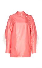 Huishan Zhang Tina Feather And Pearl-embellished Silk Blouse