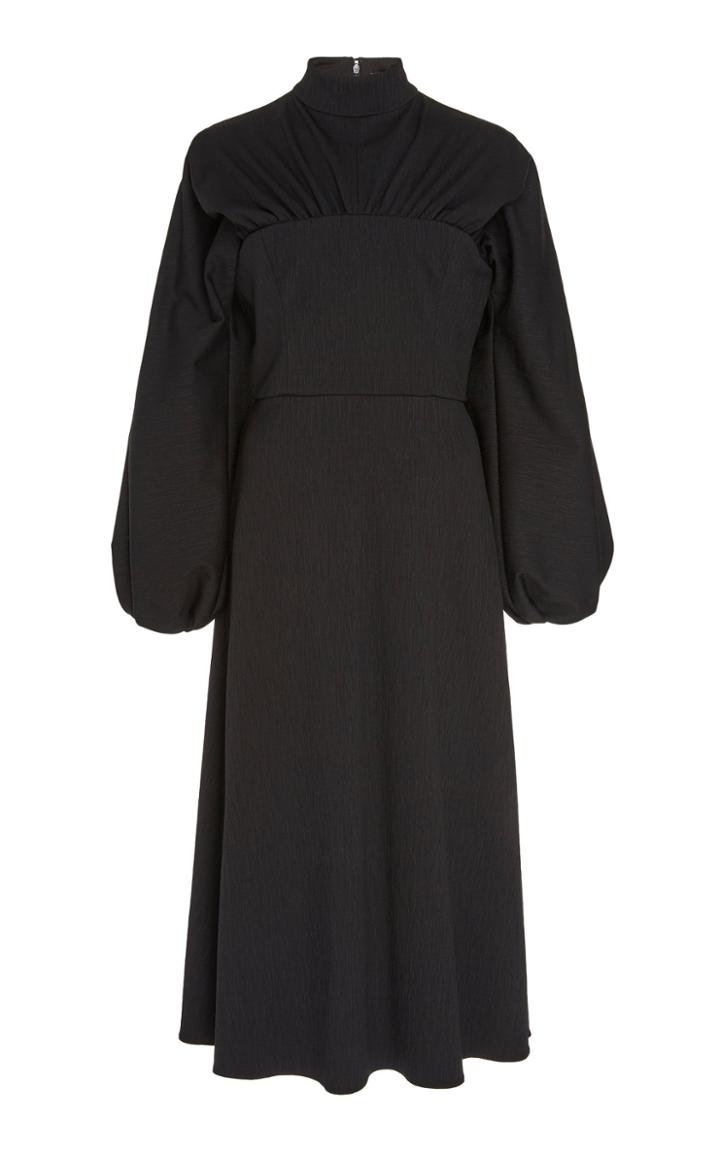 Christian Siriano Crepe Long-sleeve Mockneck Dress