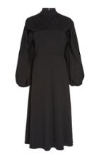 Christian Siriano Crepe Long-sleeve Mockneck Dress