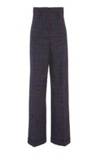 Moda Operandi Alberta Ferretti Prince Of Wales High-rise Cotton-blend Pants