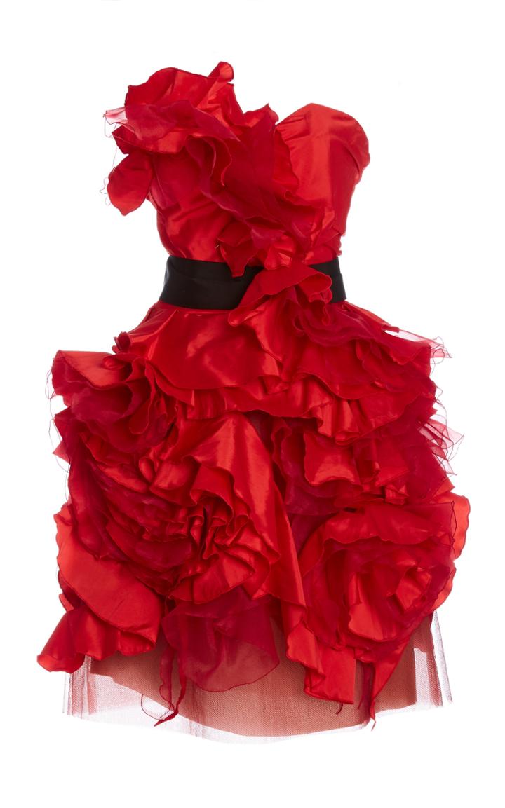 Moda Operandi Marchesa Ruffled Satin Mini Dress