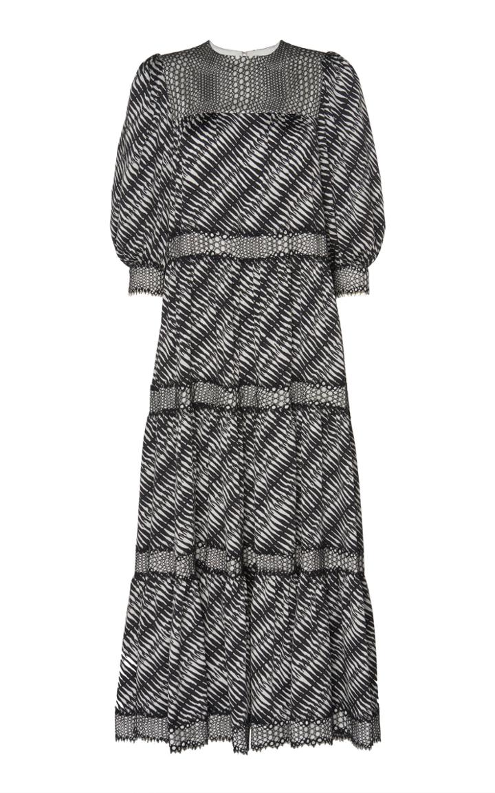 Andrew Gn Printed Silk-blend Satin Dress