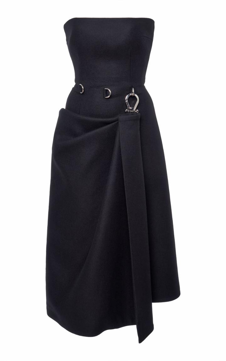 Prada Strapless Wool-crepe Corset Dress