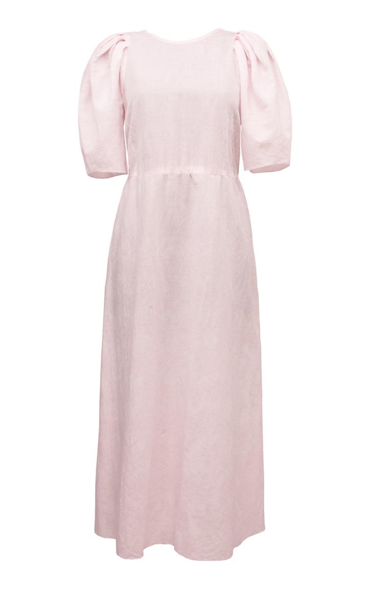 Moda Operandi Lake Studio Feathered Collar Cotton Dress Size: 38